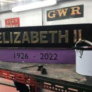 Black nameplate for No.70 'Elizabeth II'. Photo: Ronan O'Brien