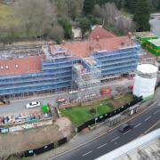 Drone shot of construction work being carried out at the old magistrates' court