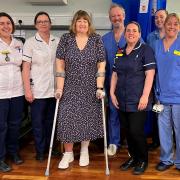 Patient Karen Chapman with members of the Worcestershire Acute Hospitals NHS Trust team