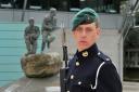 Green beret: Josh Strange completed his Royal Marine training.