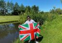 Kidderminster film director Fernando Maffei with his 'Britalian' flag