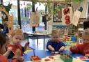 Wolverley Sebright Academy nursery children painting poppies