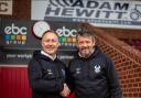 Kidderminster Harriers chairman Richard Lane and new manager Phil Brown