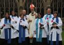 Lay Ministers: From left, front, Christine Clarke, Bayton, Elaine Voice, St Chad’s, Kidderminster, Julia Quinn, Areley Kings, Barbara Fauset, Bewdley and back, Karen Chaplin, Paul Kemp, Bishop David and Peter Stansbie.