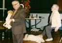 Memorable moments:Antiques expert Henry Sandon with his wife and dog on stage in 1996.