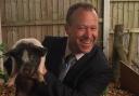 NATURE PROJECT: Headteacher Bryn Thomas with his namesake Bryn the piglet.
