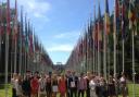 Students from ContinU Trust partners at the Palais Des Nations, UN HQ, in Geneva