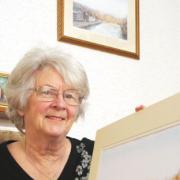 Artistic talent: Margaret Summerfield with her painting of Bewdley riverside.