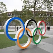 Olympic Rings outside the Olympic Stadium in Tokyo, Japan.