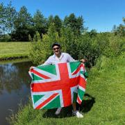 Kidderminster film director Fernando Maffei with his 'Britalian' flag