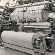 Axminster loom at Carpet Trades Ltd. Circa 1950s- 1960s.Pictuer: Kidderminster Museum of Carpet