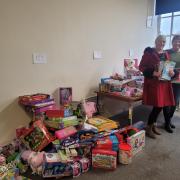 Donated gifts being sorted