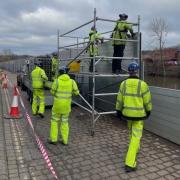 Flood defences are removed from Severnside in Bewdley