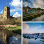Kidderminster's St Mary's Church, Severnside in Bewdley, and Stourport Marina