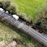 Drone shot of the closed A448