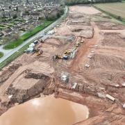 Drone camera shows latest works at housing development off Habberley Road