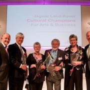 Cultural champions: From left, Les Ratcliffe, Jos Swingler, Kathryn Key, Bob Davies, Carole Swingler and Stephen Howard. Photo by Angelfire Photography.