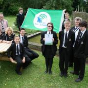 GREEN FLAG: The eco team at Wolverley CE Secondary School celebrates its success.