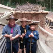 Local Scouts and a Leader in World War 1 Uniforms