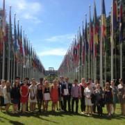 Students from ContinU Trust partners at the Palais Des Nations, UN HQ, in Geneva