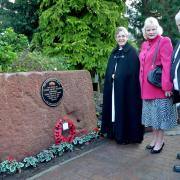 COMMEMORATION: The Rev Rose Lawley, Susan Rickhuss and Graham Rickhuss with new memorial.