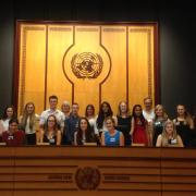 Students in one of the formal meeting rooms at the UN's Palaias des Nations