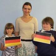 Year 3 pupils learning about the German flag with Inga