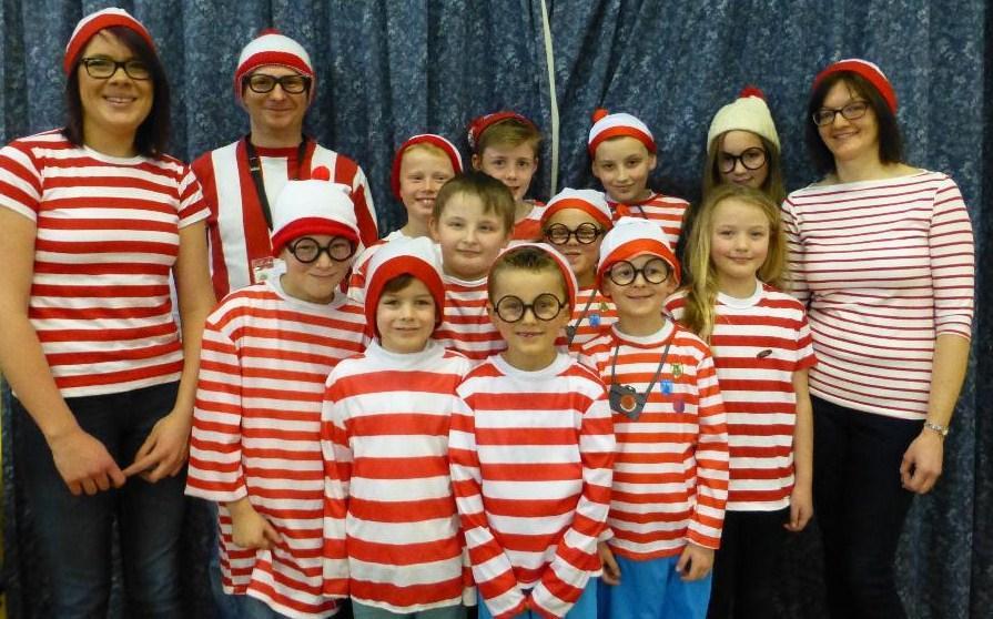 Year One to Six pupils from Burlish Park Primary School dressed up as Where's Wally