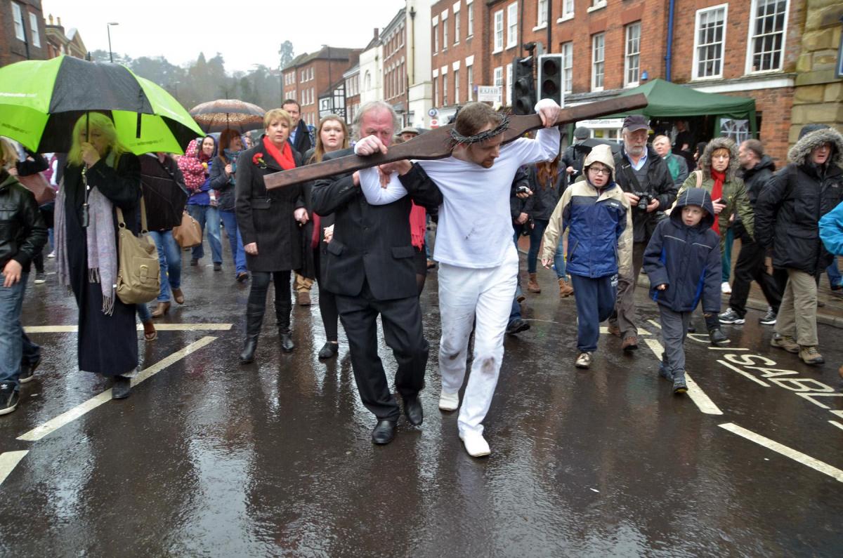 Jesus, played by Stuart Wishart, is lead through the streets to his crucifixion. PIC: Colin Hill