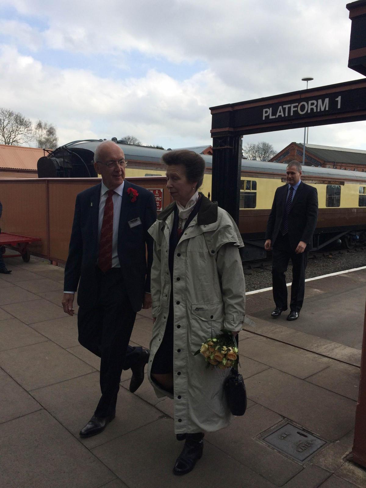 Princess Anne arrives at Kidderminster station
