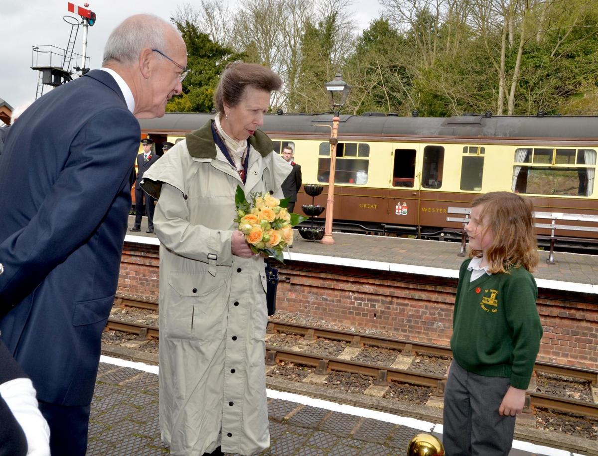 Roza Muller from St Anns School gives the Princess Royal a bouquet. PIC: Colin Hill