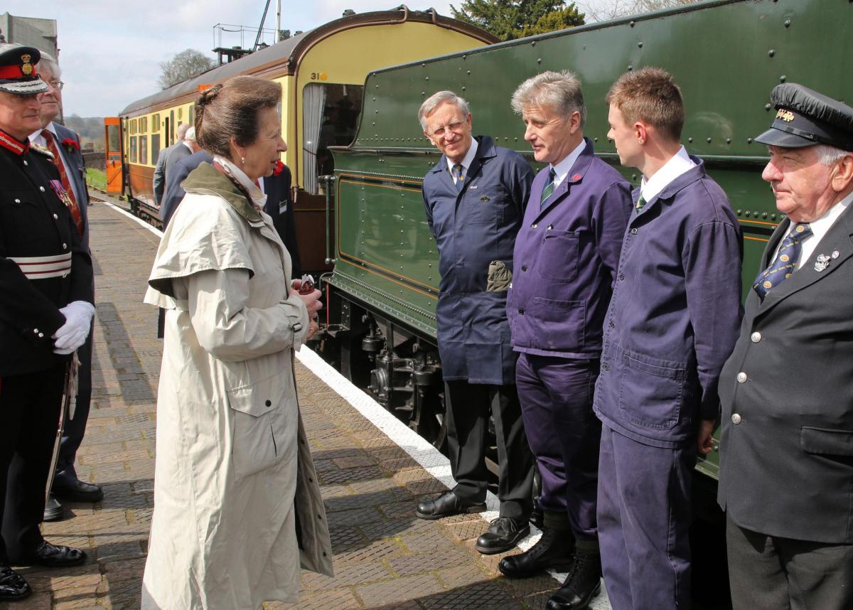 Princess Anne meeting SVR Holdings plc chairman Nick Paul CBE at Bewdley station.