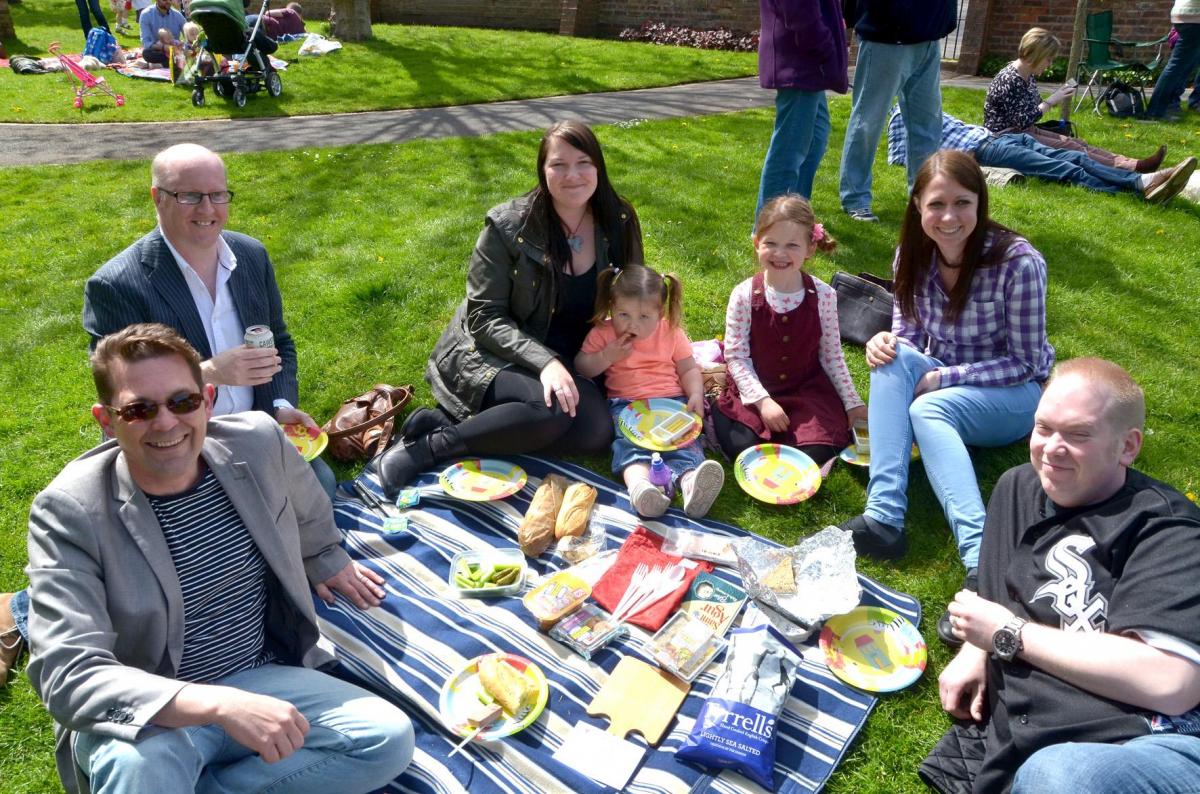 Bewdley residents and visitors enjoying a picnic in Jubilee Gardens. PIC: Colin Hill