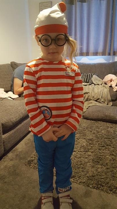 Four-year-old Jessica Minard, who goes to Sutton Park First School, dressed as Where's Wally