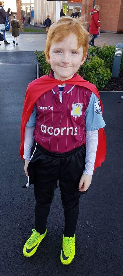 Samuel Tovey, 9, from Burlish Park Primary School, as Super Soccer Boy