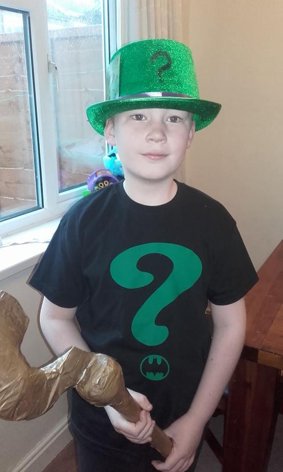 Callum Bailey, 8, from St George’s Primary School, as the Riddler from Batman