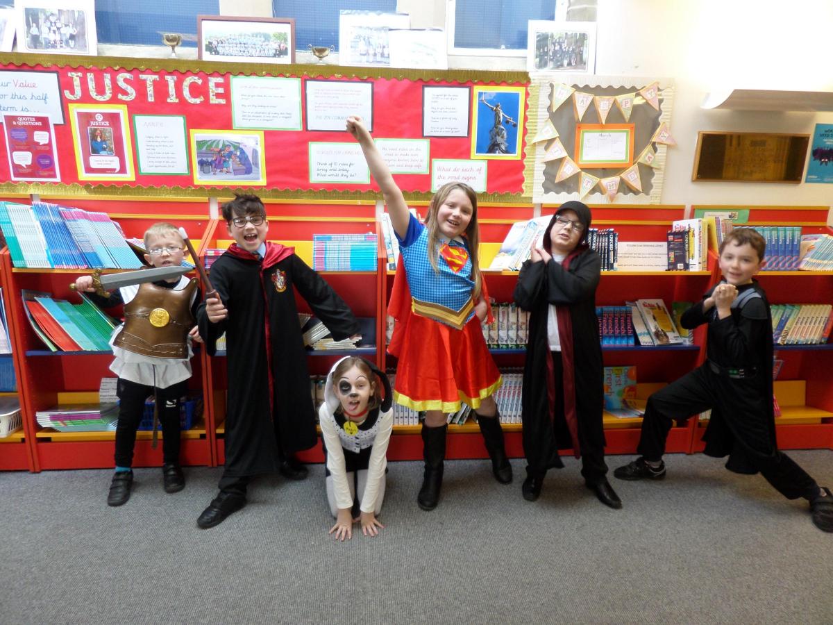 Pupils from Upper Arley CofE Primary School celebrate World Book Day
