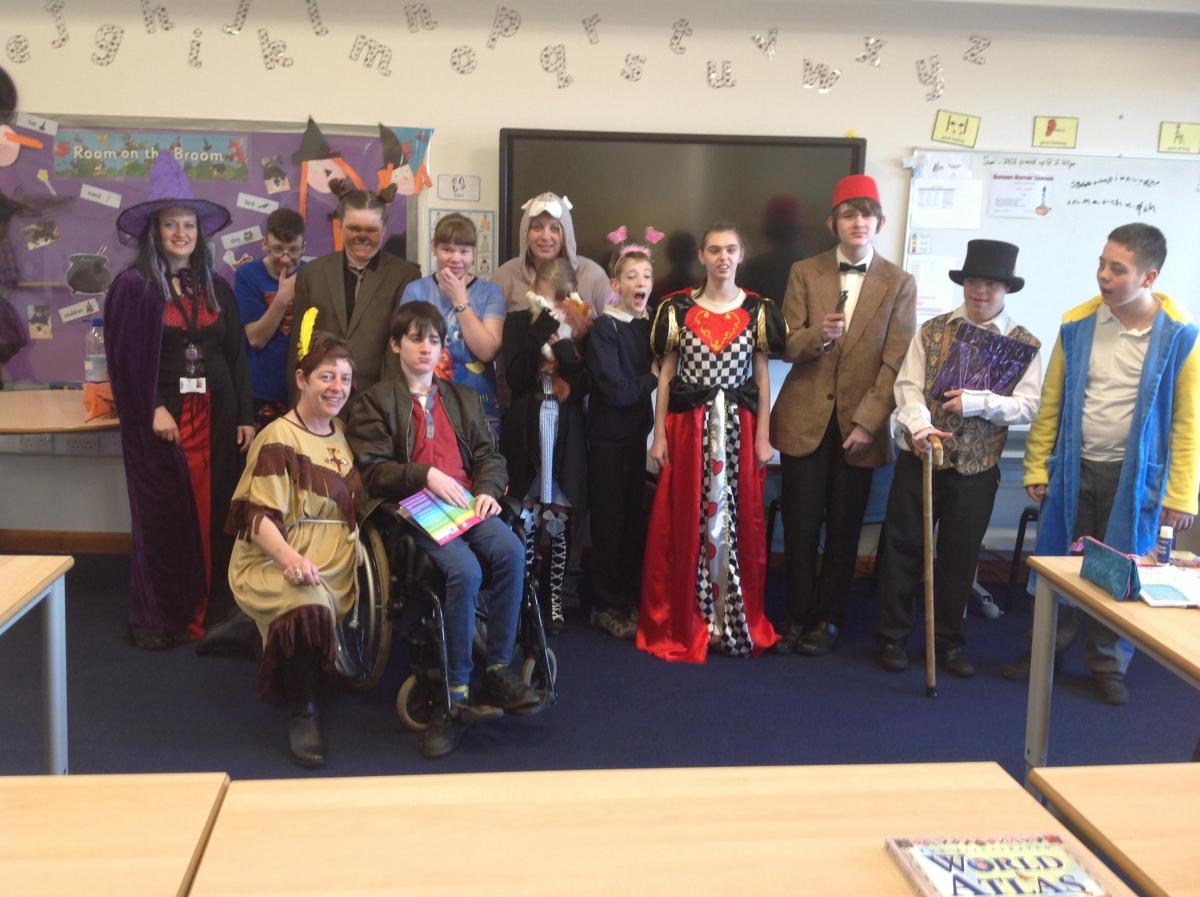 Pupils from the Wyre Forest School celebrating World Book Day