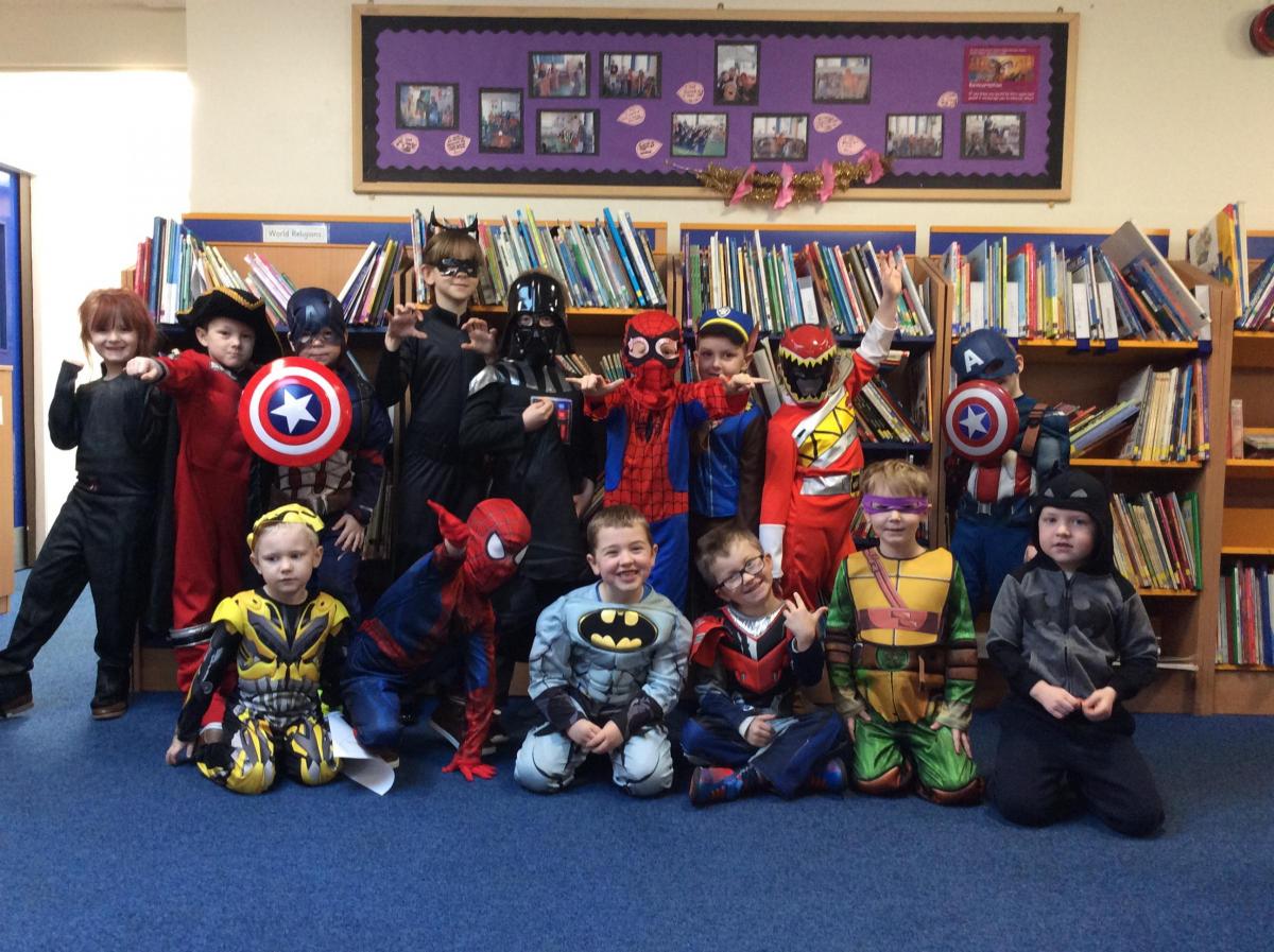 Youngsters from Astley Primary School celebrate World Book Day