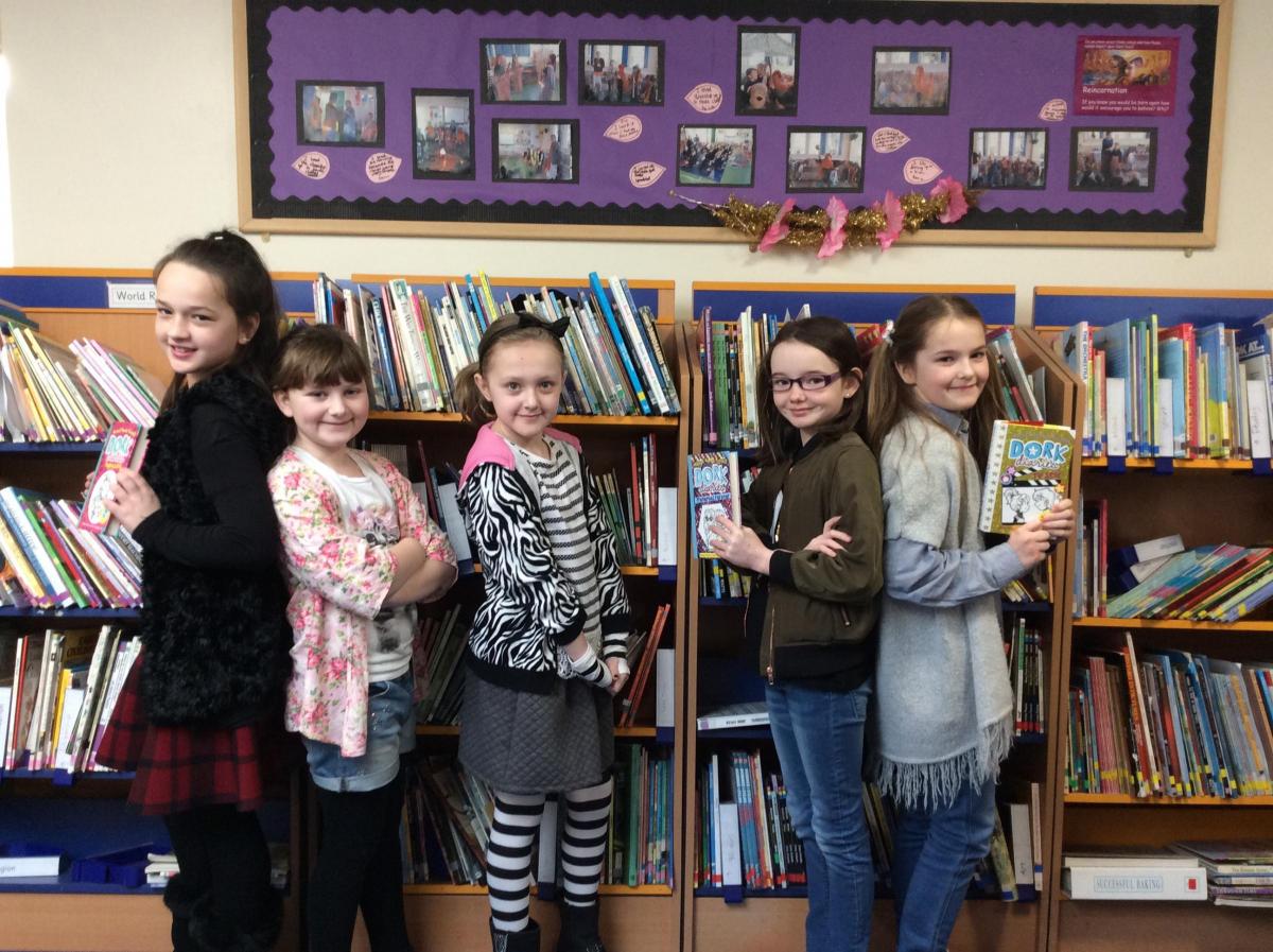 Youngsters from Astley Primary School celebrate World Book Day