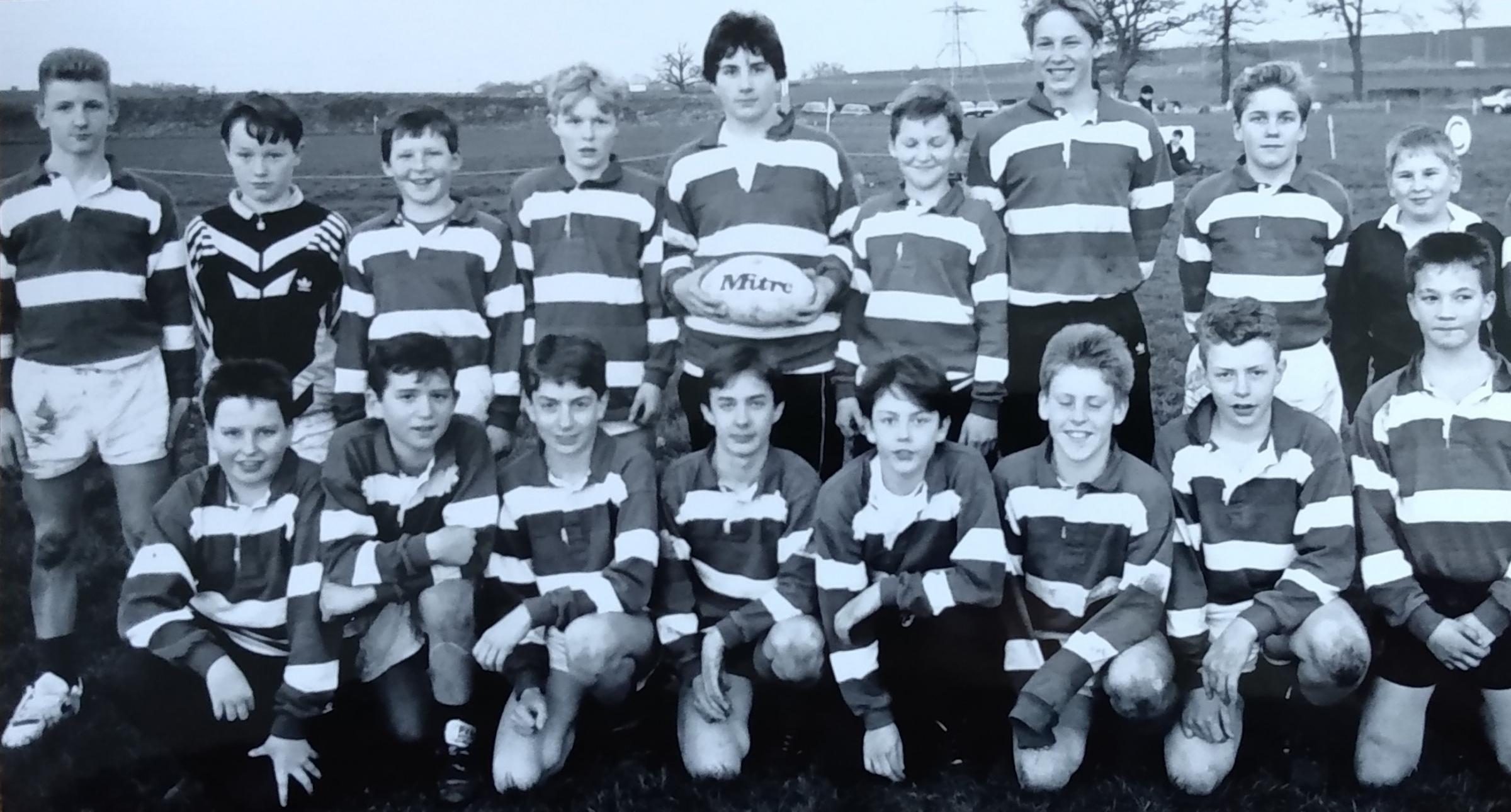 The schools Under-13 rugby line-up in March 1991