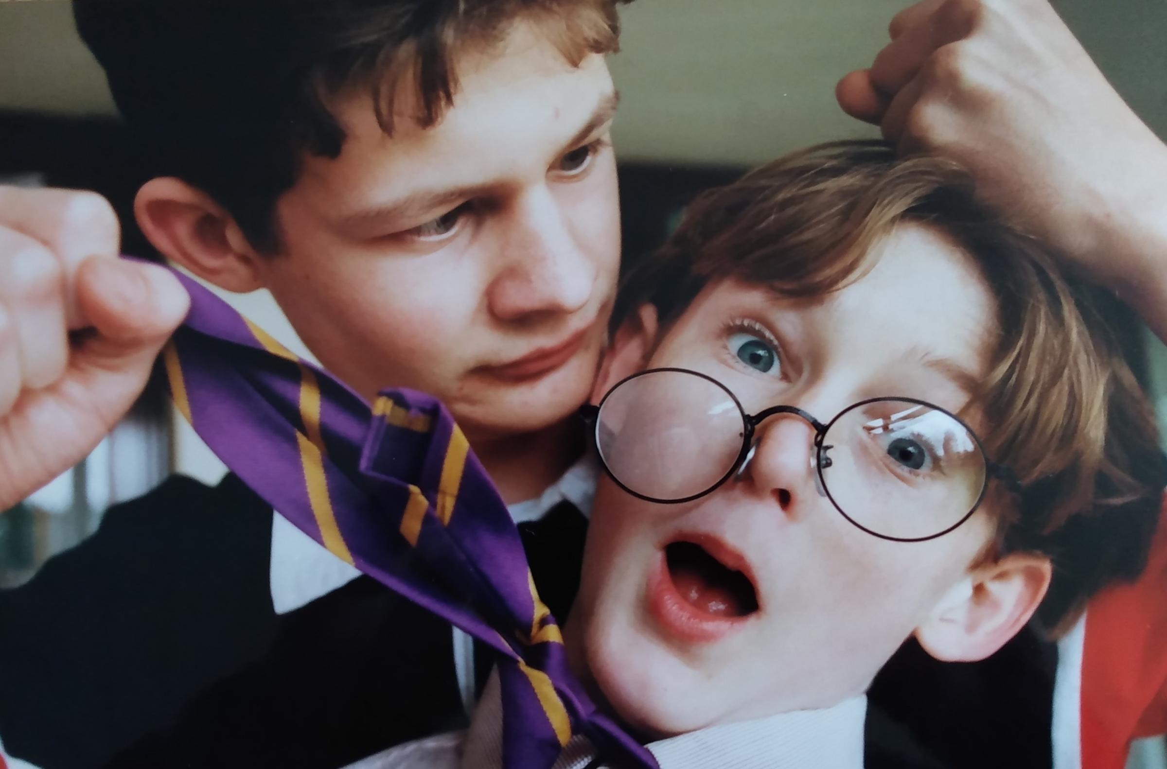 February 1995 saw a performance of The Secret Diary of Adrian Mole at the school. Adrian (Paul Beardsmore) is all tied up with the school bully, played by Greg Miller