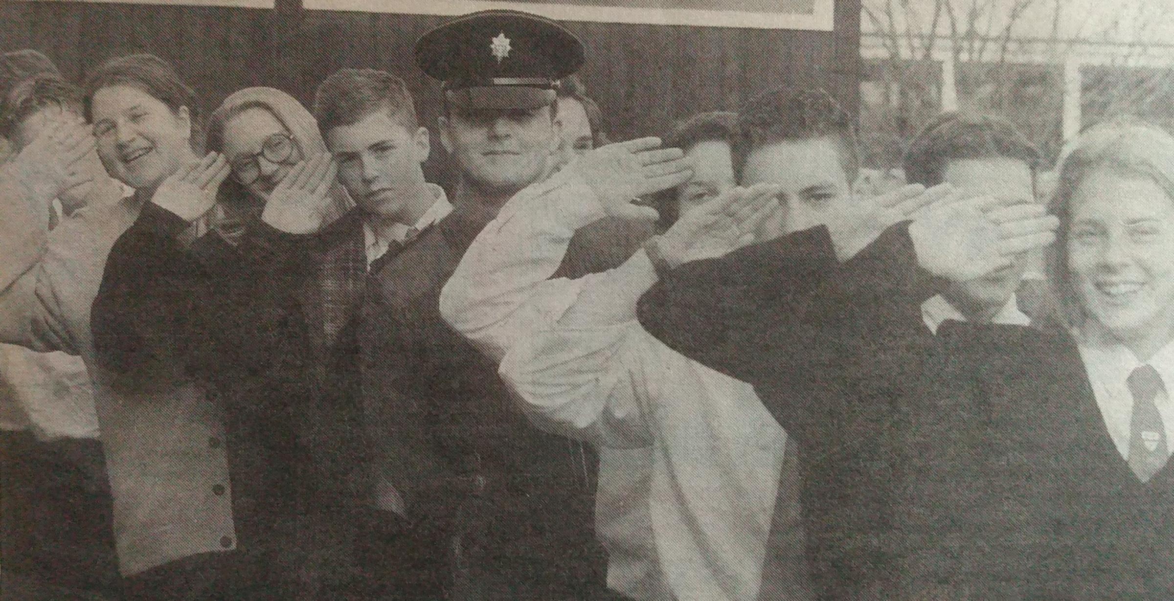 Students were on parade in November 1994 when old boy Miachael Saunders returned to his school to give a talk. He had left Nunnery Wood in 1991, eventually joining the 1st Battalion of the Worcestershbire and Sherwood Foresters