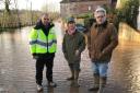 Environment Agency flood risk manager Anthony Perry, Minister for Environment Rebecca Pow and Wyre Forest MP Mark Garnier in Bewdley earlier this month