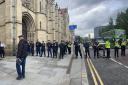 A number of police officers have attended the University of Manchester campus (Manchester Leftist Action/PA)