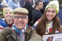 Dr David Nicholl and his daughters Jose and Isobel at the People's March