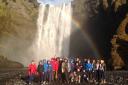 Icelandic adventure: Pupils and staff from Abberley Hall School at Skogafoss Falls in Iceland.