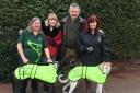 L-r - Greyhound Trust volunteer Marie Whitehouse, Joan and Carl Ashmore and Amanda Bloomer from the Greyhound Trust.