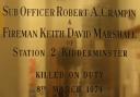 Watch Manager Bob Crampin and Firefighter Keith Marshall were killed in the line of duty