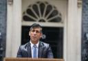 Prime Minister Rishi Sunak issues a statement outside 10 Downing Street, London